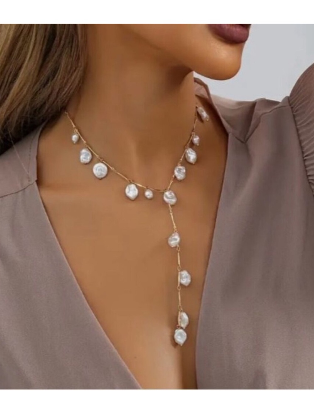 NEW Oceana 18K Gold Plated Freshwater Pearl Lariat Y-Necklace